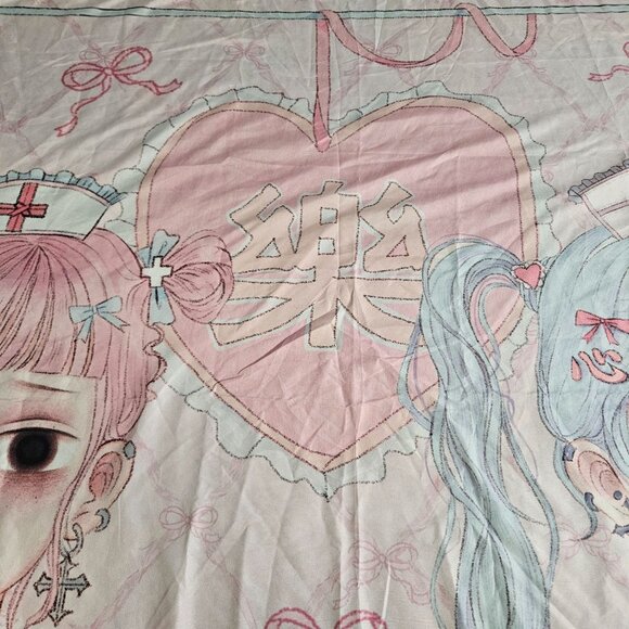 Wall Hanging Tapestry Kawaii Lolita Girl Nurse Chobits Fabric Pink White 59 x 50 - Picture 4 of 7